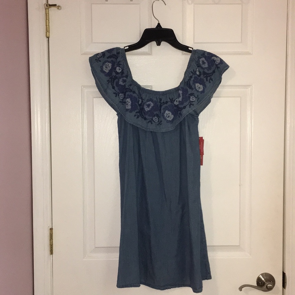 Off the Shoulder Chambray Dress